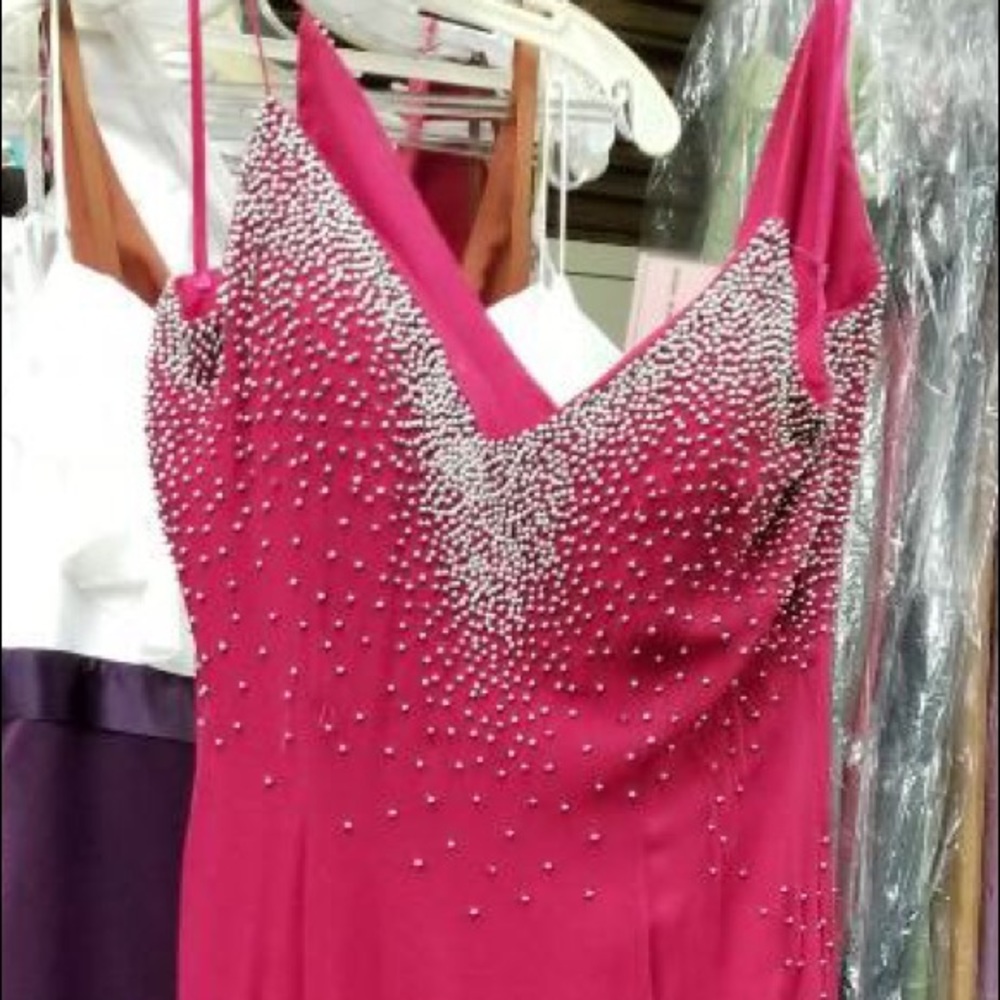 Red/Pink Silver Beaded Prom/Party Dress